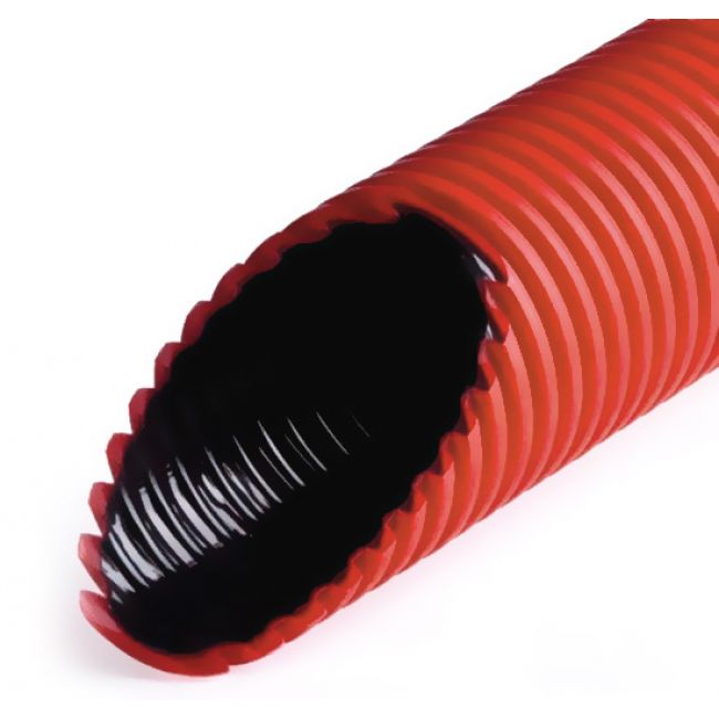 Труба гофрированная двустенная жесткая ПНД d63 6м (36м/уп) красная, EKF